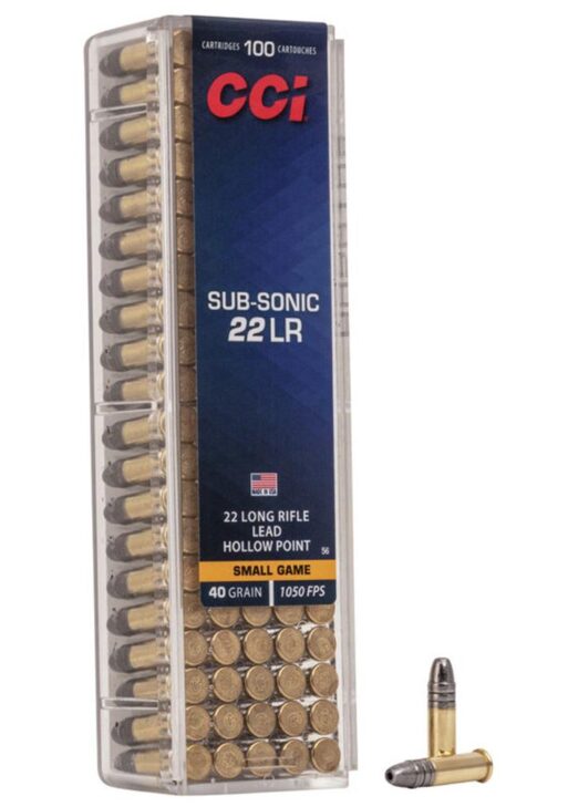 CCI Sub Sonic HP Rimfire Ammunition .22 LR 40 gr HP 1050 fps 100/ct