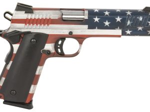 Citadel CIT45FSPUSA M1911 Government 45 ACP 8+1, 5" Stainless Steel Barrel, American Flag Cerakote Serrated Steel Slide, Steel Frame w/Beavertail, Ambidextrous