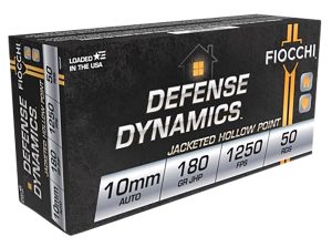 Fiocchi 10APHP Defense Dynamics  10mmAuto 180gr Jacketed Hollow Point 50 Per Box/10 Case