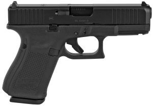 Glock PA195S201MOS G19 Gen5 Compact MOS 9mm Luger 4.02" 10+1 Overall Black Finish with nDLC Steel with Front Serrations & MOS Cuts Slide, Rough Texture Interchangeable Backstraps Grip & Fixed Sights