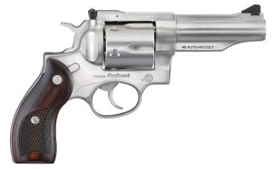 Ruger 5050 Redhawk  45 ACP/45 Long Colt 6rd, 4.20" Satin Stainless Steel Barrel, Cylinder & Frame, Lasered Hardwood Grip, Exposed Hammer