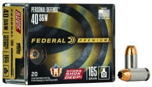 Federal P40HSD1 Premium Personal Defense 40S&W 165gr Hydra-Shok Deep Hollow Point 20 Per Box/10 Case