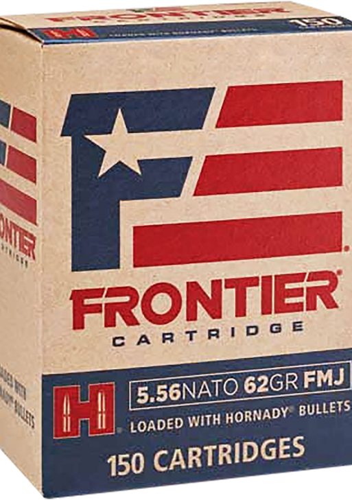 Frontier Cartridge FR2615 Military Grade Centerfire Rifle 5.56x45mmNATO 62gr Full Metal Jacket 150 Per Box/8 Case