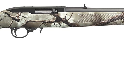 Ruger 31113 10/22 Carbine Full Size 22 LR 10+1 18.50" Satin Black Threaded Barrel, Satin Black Steel Receiver w/Scope Base Adapter, Fixed Go Wild Camo Rock Star Synthetic Stock, Right Hand