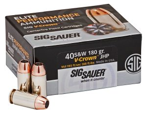 Sig Sauer E40SW250 Elite Performance  40S&W 180gr V-Crown Jacketed Hollow Point 50 Per Box/10 Case