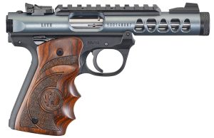 Ruger 43921 Mark IV 22/45 *MA Compliant 22 LR 10+1 4.40" Satin Stainless Steel Barrel, Diamond Gray Anodized Ventilated Aluminum w/Picatinny Rail Slide, Polymer Frame, Contoured Wood Laminate Grip
