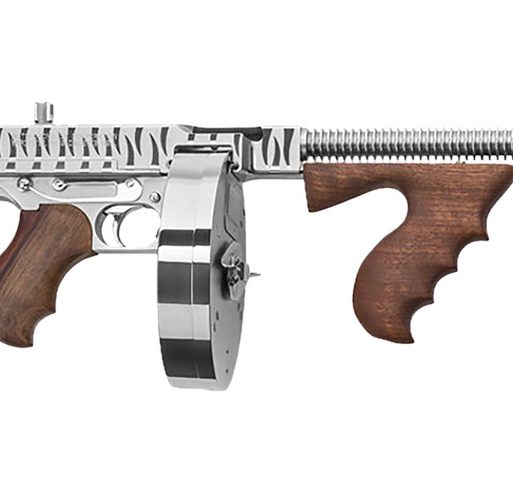 Thompson T150DCRTS 1927A-1 Deluxe 45 ACP Caliber with 16.50" Barrel, 20+1 Capacity (Stick), 50+1 Capacity (Drum), Hard-Chrome w/Tiger Stripe Metal Finish, American Walnut Stock Wood Grip Right Hand