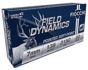 Fiocchi 7RMA Field Dynamics  7mmRemMag 139gr Pointed Soft Point 20 Per Box/10 Case