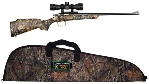 Crickett KSA2163BSC Youth Package 22 LR 1rd 16.12" Blued Barrel/Receiver, Mossy Oak Break-Up Synthetic Stock, Rebounding Firing Pin Safety Includes 4x32mm Scope, Scope Mount & Soft Case