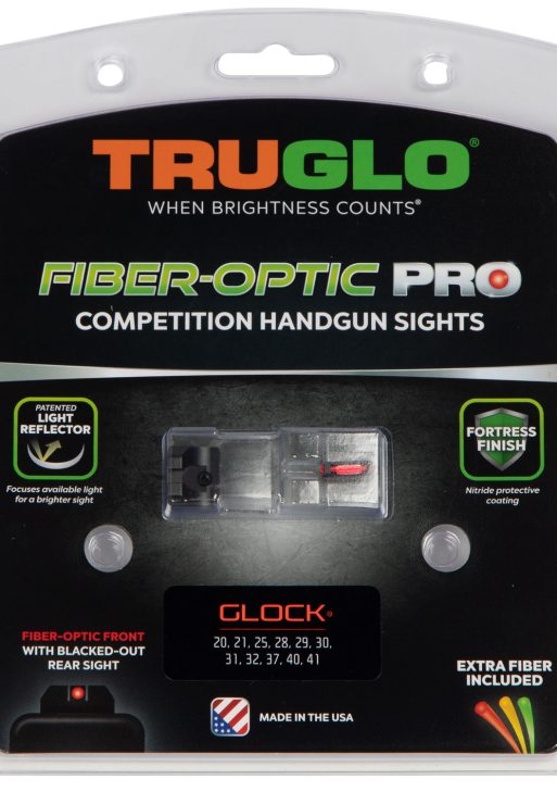 TruGlo TG132G2 Fiber-Optic Pro  Red/Fiber Optic Front Sight-Black/Blank Rear Sight Glock 20/21