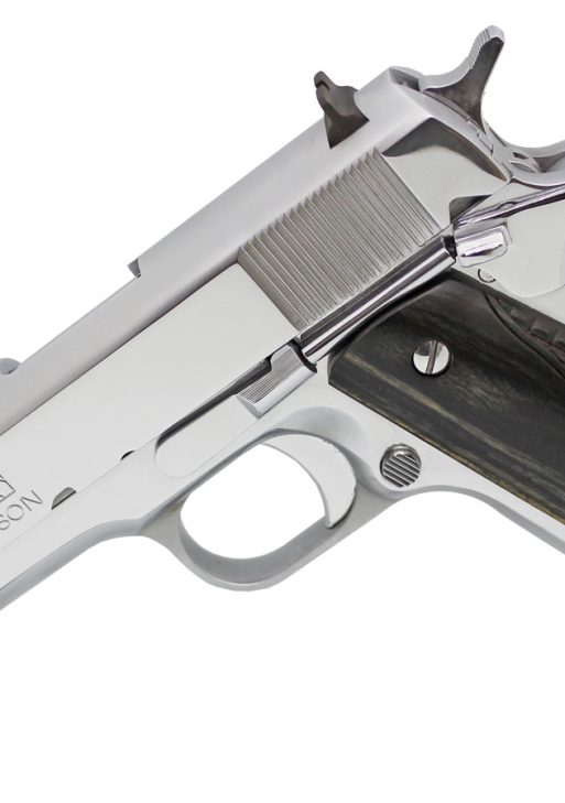Iver Johnson Arms 1911A138CHRW 1911 A1 Government 70 Series 38 Super 9+1 5" Bright Polish Chrome Serrated Steel Slide & Frame w/Beavertail, Black Dual Textured Diamondwood Grip, Right Hand