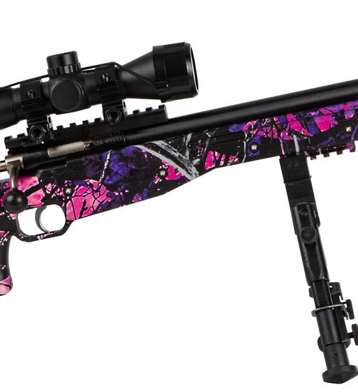 Crickett KSA2148 Precision Package 22 LR Caliber with 1rd Capacity, 16.12" Bull Barrel, Blued Metal Finish & Fixed Thumbhole Muddy Girl Synthetic Stock Right Hand (Youth) Includes Scope & Bipod