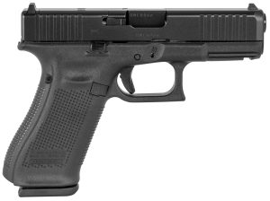 Glock PA455S201MOS G45 Gen5 Compact MOS 9mm Luger 4.02" 10+1 Overall Black Finish with nDLC Steel with Front Serrations & MOS Cuts Slide, Rough Texture Interchangeable Backstraps Grip & Fixed Sights