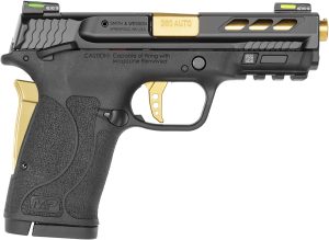 Smith & Wesson 12719 Performance Center M&P Shield EZ M2.0 380 ACP 3.80" 8+1 Black Black Armornite Stainless Steel Slide Black Polymer Grip Gold Colored Accents