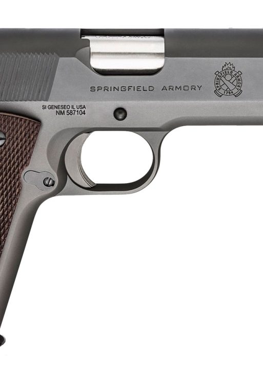 Springfield Armory PBD9108L 1911 Mil-Spec Defender Legacy 45 ACP 7+1 5" Satin Stainless Match Grade Barrel, Black Parkerized Serrated Carbon Steel Slide & Frame w/Beavertail, Checkered Wood Grip