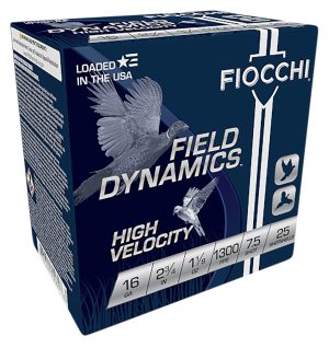 Fiocchi 16HV75 Field Dynamics High Velocity 16Gauge 2.75" 1 1/8oz 7.5Shot 25 Per Box/10 Case