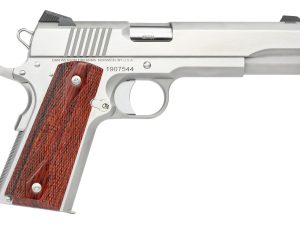Dan Wesson 01889 Razorback  10mm Auto Caliber with 5" Match Grade Barrel, 8+1 Capacity, Overall Stainless Steel Finish, Beavertail Frame, Serrated Brushed Slide & Cocobolo Grip