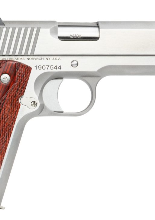 Dan Wesson 01889 Razorback  10mm Auto Caliber with 5" Match Grade Barrel, 8+1 Capacity, Overall Stainless Steel Finish, Beavertail Frame, Serrated Brushed Slide & Cocobolo Grip