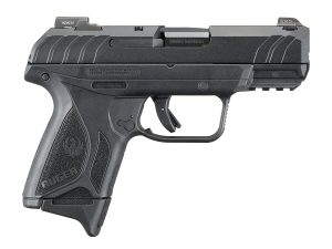 Ruger 3815 Security-9 Compact Pro 9mm Luger 3.42" Barrel 10+1, Black Polymer Frame With Picatinny Acc. Rail, Front Serrated Black Oxide Steel Slide, Trigger Safety