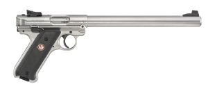 Ruger 40174 Mark IV Target 22 LR 10+1 10" Overall Satin Stainless Steel Bull Barrel, Slide & Satin Aluminum Frame, Black Checkered Polymer Grips