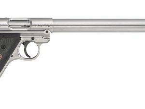 Ruger 40174 Mark IV Target 22 LR 10+1 10" Overall Satin Stainless Steel Bull Barrel, Slide & Satin Aluminum Frame, Black Checkered Polymer Grips