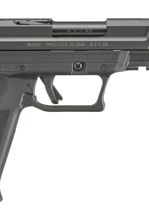 Ruger 16402 Ruger-5.7  5.7x28mm  4.94" Barrel 10+1, Black Polymer Frame With Picatinny Acc. Rail, Drilled & Tapped Lightening Cut Steel Slide, Ambidextrous Safety, Optics Ready