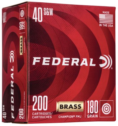 Federal WM52232 Champion Training 40S&W 180gr Full Metal Jacket 200 Per Box/5 Case