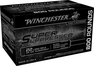Winchester Ammo SUP22LRB Super Suppressed  22LR 45gr Black Copper Plated Round Nose 800 Per Bx/2 Case *Bulk
