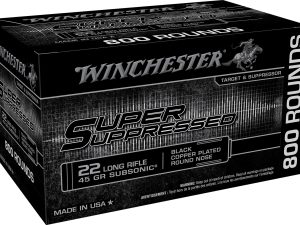 Winchester Ammo SUP22LRB Super Suppressed  22LR 45gr Black Copper Plated Round Nose 800 Per Bx/2 Case *Bulk