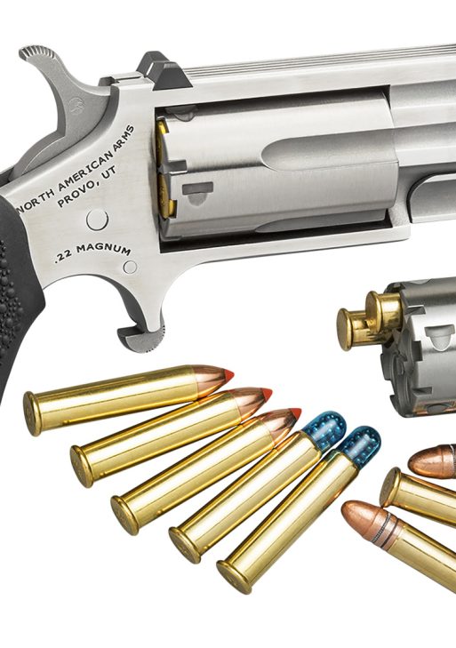 North American Arms PUGDC Pug Conversion 22 LR/22 WMR 5 Shot 1" Stainless Steel Barrel, Stainless Steel Frame, Stainless Cylinder, Black Rubber Grip, Exposed Hammer, XS White Dot Sight