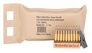 PMC 556(M55)BP X-Tac Battle Pack 5.56x45mmNATO 62gr Light Armor Piercing Green Tip 120 Per Box/5 Case