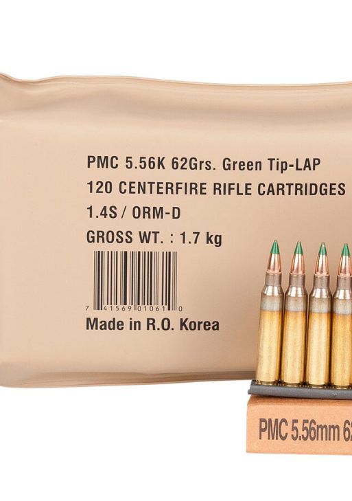 PMC 556(M55)BP X-Tac Battle Pack 5.56x45mmNATO 62gr Light Armor Piercing Green Tip 120 Per Box/5 Case