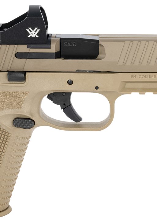 FN 66100845 509 Tactical 9mm Luger 17+1/24+1 4.50" Threaded Barrel, Flat Dark Earth Polymer Frame w/Mounting Rail, Optic Cut FDE Stainless Steel Slide, No Manual Safety, Includes Viper Red Dot