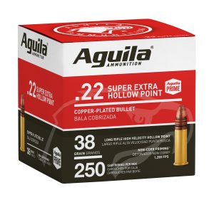 Aguila 1B221103 Super Extra Rimfire 22LR 38gr Copper Plated Hollow Point 250 Per Box/8 Case