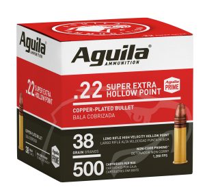 Aguila 1B221118 Super Extra Rimfire 22LR 38gr Copper Plated Hollow Point 500 Per Box/4 Case