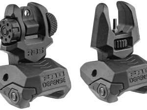 FAB Defense FXFRBS Front/Rear Folding Back-Up Sights  AR-15/ M16/ M4 Low Profile Dual Aperture Rear Sight Black Polymer and Metal