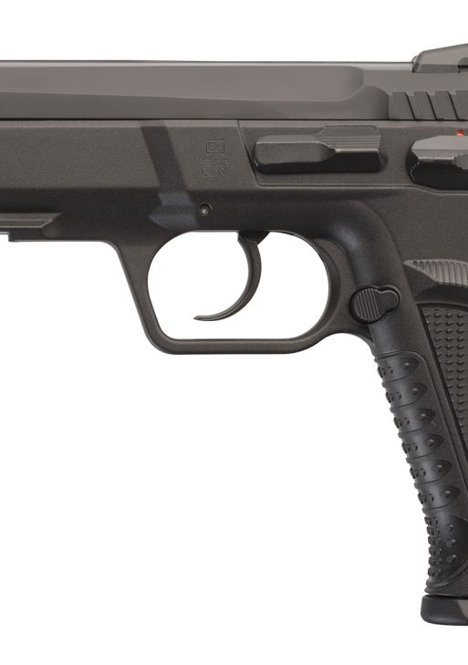 Tanfoglio IFG TFFORCEP9 Defiant Force Plus 9mm Luger Caliber with 4.40" Barrel, 16+1 Capacity, Overall Black Finish, Picatinny Rail/Beavertail Frame, Serrated Steel Slide & Polymer Grip