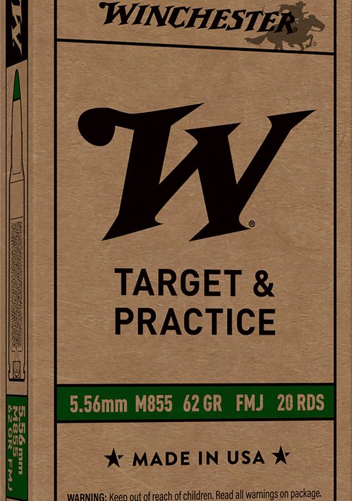 Winchester Ammo WM855K USA M855 Green Tip 5.56x45mmNATO 62gr Full Metal Jacket Lead Core 20 Per Box/50 Case