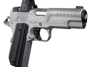 Ed Brown FX2SS FX2  45 ACP 7+1 4.25" Recessed Crown Barrel, Stainless Steel Engraved American Flag/Serrated Slide, Stainless Steel Frame, Trijicon RMRcc 3.25 MOA Sight