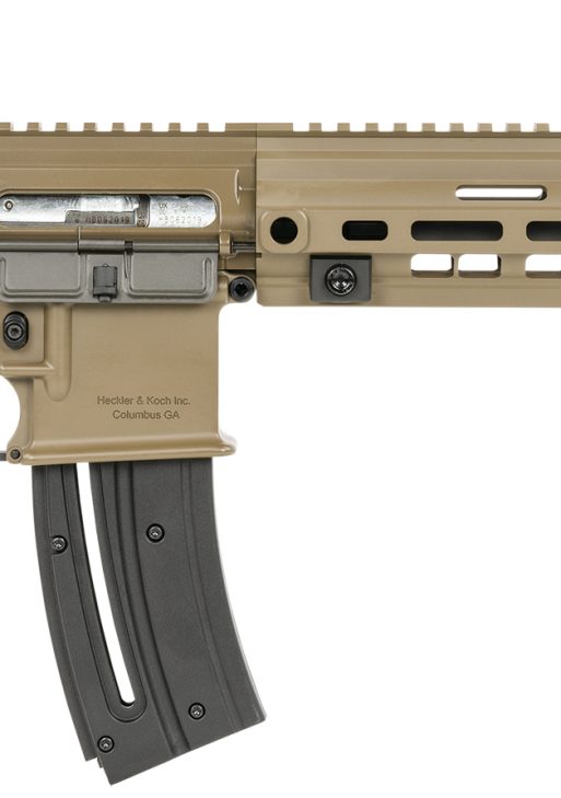 HK 81000530 416  Sports South Exclusive 22 LR 20+1 8.50" Black Steel Threaded Barrel, Flat Dark Earth Aluminum w/M-LOK & Picatinny Rail Receiver, Black Polymer Grip, Right Hand