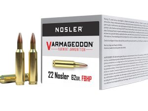 Nosler 65180 Varmageddon  22Nosler 62gr Flat Base Hollow Point 50 Per Box/5 Case