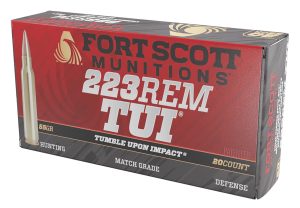 Fort Scott Munitions 223055SCV Tumble Upon Impact (TUI)  223Rem 55gr Solid Copper Spun 20 Per Box/25 Case