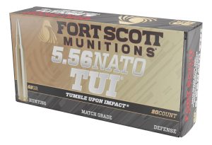 Fort Scott Munitions 556062SBV1 Tumble Upon Impact (TUI)  5.56x45mmNATO 62gr Solid Brass Spun 20 Per Box/25 Case