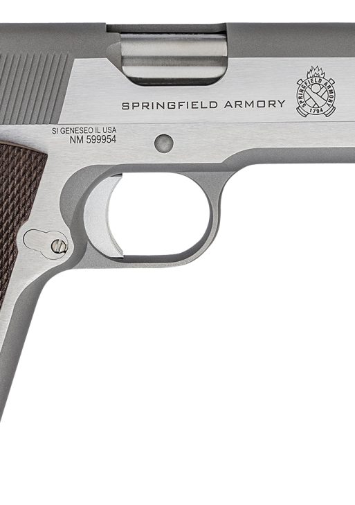 Springfield Armory PBD9151L 1911 Mil-Spec Defend Your Legacy 45 ACP 7+1, 5" Stainless Steel Match Grade Barrel, Stainless Serrated Slide, Stainless Steel Frame w/Beavertail, Checkered Wood Grip