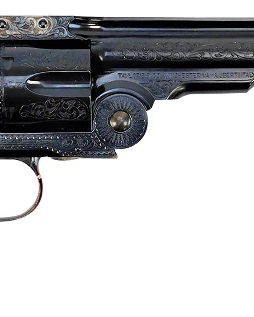 Taylors & Company 550644 Top Break Schofield 45 Colt (LC) 6rd 7" Blued Engraved Steel Walnut Grip