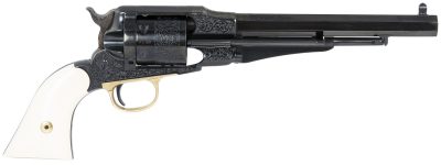 Taylors & Company 550761 Remington Conversion LawDawg 45 Colt (LC) Caliber with 8" Barrel, 6rd Capacity Cylinder, Overall Blued Engraved Finish Steel & 2-Piece Ivory Grip