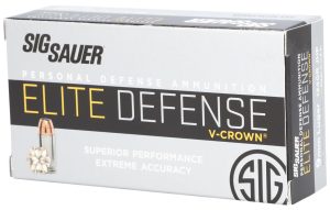 Sig Sauer E9MMA250 Elite Performance  9mmLuger 124gr V-Crown Jacketed Hollow Point 50 Per Box/10 Case