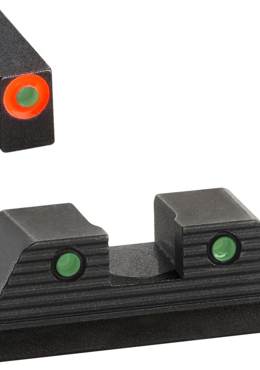 AmeriGlo GL816 Trooper Sight Set for Glock  Green Tritium Orange Outline Front Sight-Green Tritium Black Outline Rear Sight