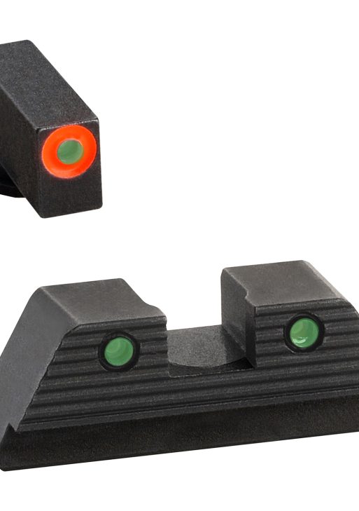 AmeriGlo GL818 Trooper Sight Set for Glock  Green Tritium Orange Outline Front Sight-Green Tritium Black Outline Rear Sight