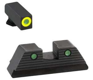 AmeriGlo GL819 Trooper Sight Set for Glock  Green Tritium LumiGreen Outline Front Sight-Green Tritium Black Outline Rear Sight